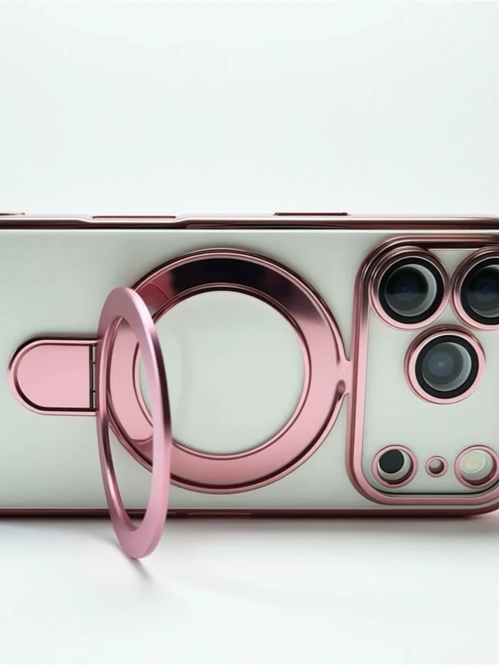 iP 17 Pro Pink Protective Phone Case with Ring Stand